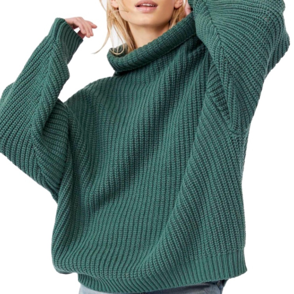 Free People Swim Too Deep Sweater in Hunter Green